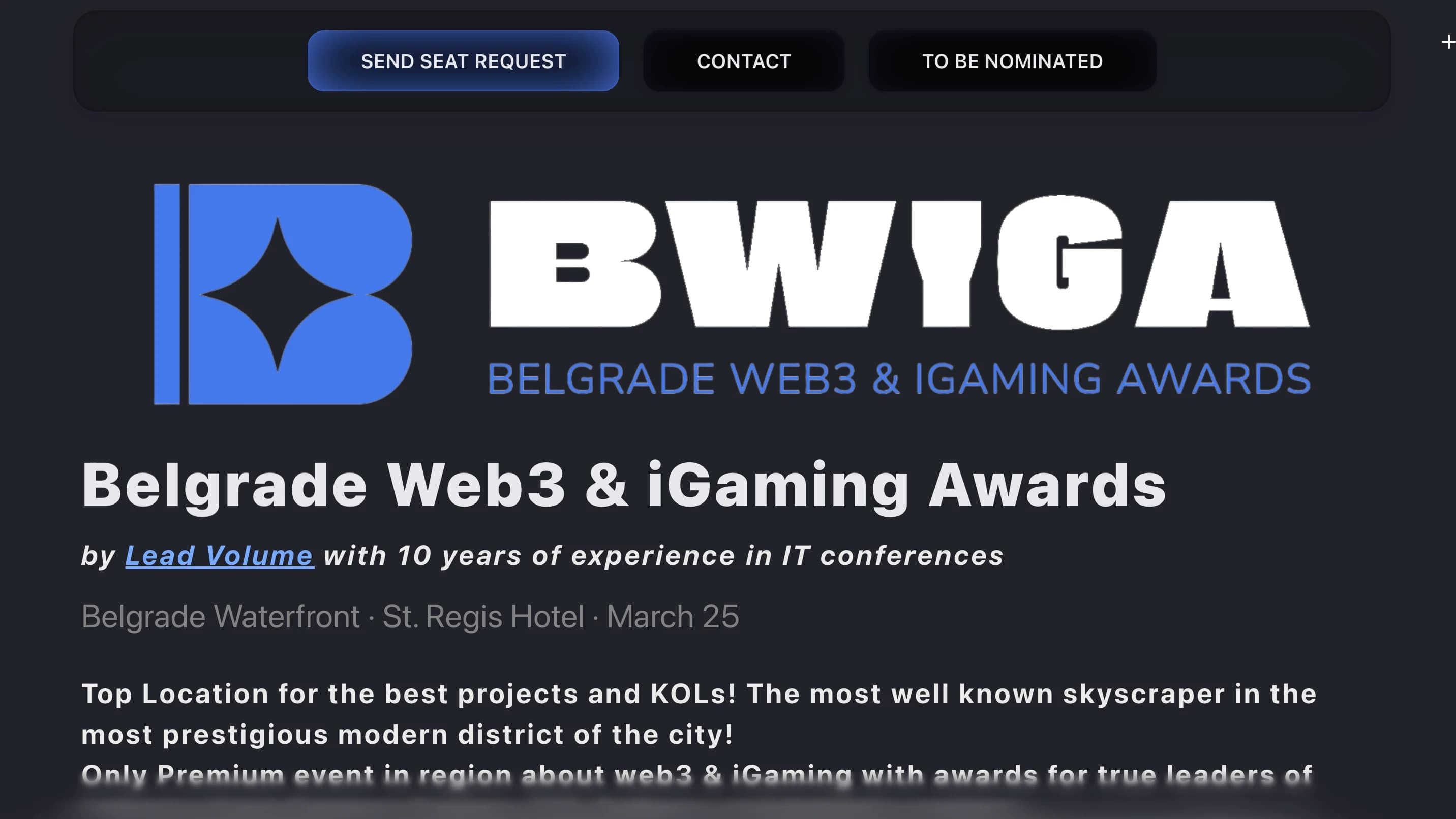Bwiga - Belgrade Web3 & iGaming Awards